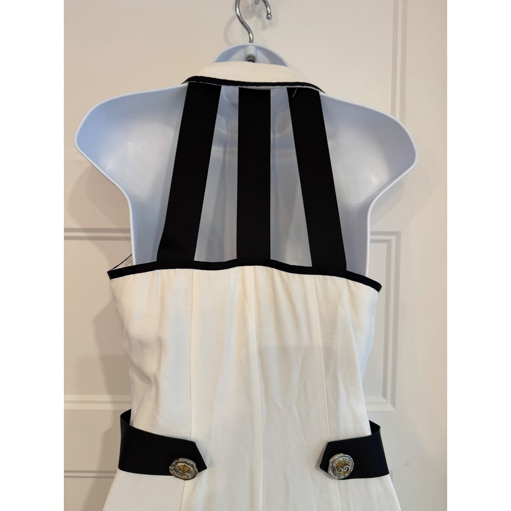Joseph Ribkoff Vintage Pin Up Romper White Black Double Breasted Halter Size 6 - Picture 9 of 14